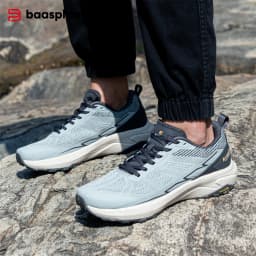 Baasploa Men Climbing Shoes Brand Mesh Breathable Lightweight Hiking Sneakers Male Casual Anti-Skid Wear-Resistant Outdoor Shoes