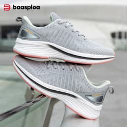 Baasploa Women Running Shoes Mesh Lightweight Breathable Sport Sneakers Female Non-Slip Outdoor Cushioning Wear-resistant Shoes