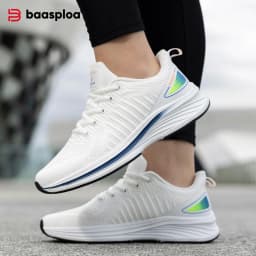 Baasploa Women Running Shoes Mesh Lightweight Breathable Sport Sneakers Female Non-Slip Outdoor Cushioning Wear-resistant Shoes