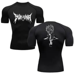 Men's Summer Fitness Gym Sports Running T-Shirt New Hot Selling Anime Jujutsu Kaisen Compression Shirt Short Sleeve S-3XL