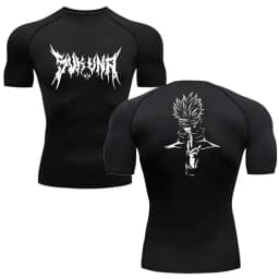 Men's Summer Fitness Gym Sports Running T-Shirt New Hot Selling Anime Jujutsu Kaisen Compression Shirt Short Sleeve S-3XL