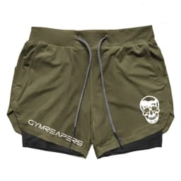 GYMREAPERS Camo Running Shorts Men Gym Sports Shorts 2 In 1 Quick Dry Workout Training Gym Fitness Jogging Short Pants Men Short