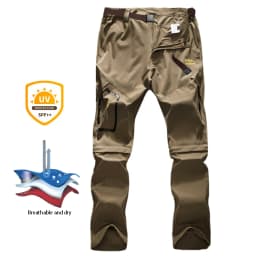 Mens Hiking Pants Convertible Lightweight Quick Dry Zip Off Fishing Safari Camping Travel Boy Scout Pants