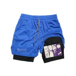 Frieren Print Men's Shorts Summer Double Layer Letter Print Quick Drying Pants Fitness 2in1 Tracksuit Sportswear Workout Short