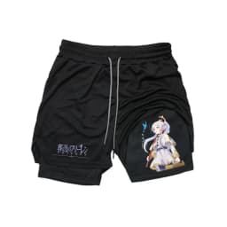 Frieren Print Men's Shorts Summer Double Layer Letter Print Quick Drying Pants Fitness 2in1 Tracksuit Sportswear Workout Short