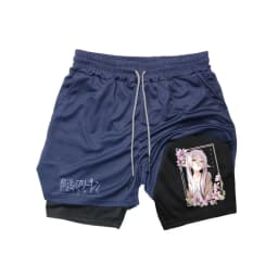 Frieren Print Men's Shorts Summer Double Layer Letter Print Quick Drying Pants Fitness 2in1 Tracksuit Sportswear Workout Short