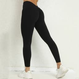 Women Comfort Soft Lightweight Quick Dry V Cut Scrunch Back Yoga Pants Sexy Double V Waist With Push Up Outdoor Sports Leggings
