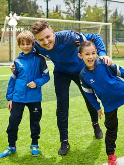 KELME Children's Knit Training Jacket Casual Stand-up Collar Shirt Football Sports Cardigan Jacket Autumn 8061WT3002