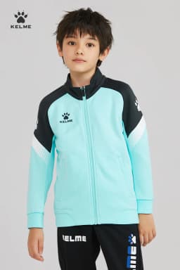 KELME Children's Knit Training Jacket Casual Stand-up Collar Shirt Football Sports Cardigan Jacket Autumn 8061WT3002