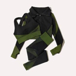 2/3Pcs Women Yoga Suit Seamless Knitted Yoga Pants Leggings Clothing Zipper Long Sleeve Crop Top Fitness Wear Sportswear Gym Set