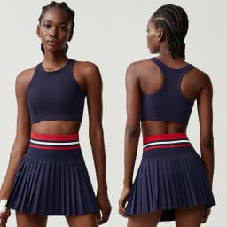 Women Short Sportswear Two Pieces Fitness Yoga Set High Waist Tennis Skirt Crop Top Gym Suit Female Breathable Sportswear