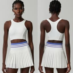 Women Short Sportswear Two Pieces Fitness Yoga Set High Waist Tennis Skirt Crop Top Gym Suit Female Breathable Sportswear