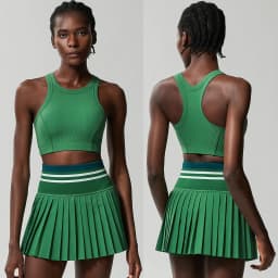 Women Short Sportswear Two Pieces Fitness Yoga Set High Waist Tennis Skirt Crop Top Gym Suit Female Breathable Sportswear