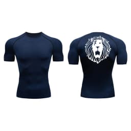 Lion Print Compression Shirts for Men Gym Workout Undershirt Baselayers Athletic Quick Dry Tshirts Tees Short Sleeve Rash Guard