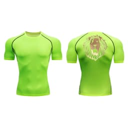 Lion Print Compression Shirts for Men Gym Workout Undershirt Baselayers Athletic Quick Dry Tshirts Tees Short Sleeve Rash Guard