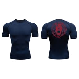 Lion Print Compression Shirts for Men Gym Workout Undershirt Baselayers Athletic Quick Dry Tshirts Tees Short Sleeve Rash Guard