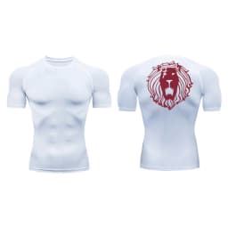 Lion Print Compression Shirts for Men Gym Workout Undershirt Baselayers Athletic Quick Dry Tshirts Tees Short Sleeve Rash Guard