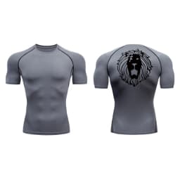 Lion Print Compression Shirts for Men Gym Workout Undershirt Baselayers Athletic Quick Dry Tshirts Tees Short Sleeve Rash Guard