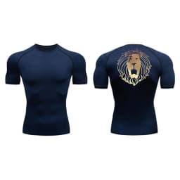 Lion Print Compression Shirts for Men Gym Workout Undershirt Baselayers Athletic Quick Dry Tshirts Tees Short Sleeve Rash Guard