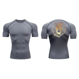 Lion Print Compression Shirts for Men Gym Workout Undershirt Baselayers Athletic Quick Dry Tshirts Tees Short Sleeve Rash Guard