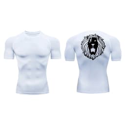 Lion Print Compression Shirts for Men Gym Workout Undershirt Baselayers Athletic Quick Dry Tshirts Tees Short Sleeve Rash Guard