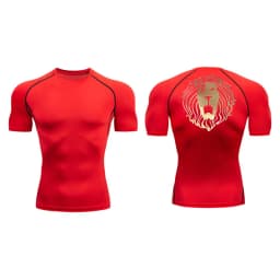 Lion Print Compression Shirts for Men Gym Workout Undershirt Baselayers Athletic Quick Dry Tshirts Tees Short Sleeve Rash Guard