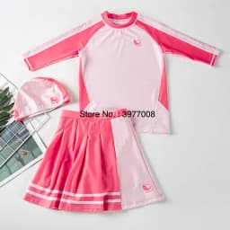 Swimsuit for Girls Long Sleeve Rash Guard Skirted Swim Shorts UPF50 UV Protection Children's Swimwear Beach Bathing Suit Kids