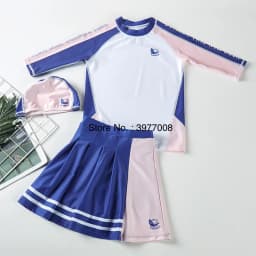 Swimsuit for Girls Long Sleeve Rash Guard Skirted Swim Shorts UPF50 UV Protection Children's Swimwear Beach Bathing Suit Kids