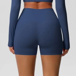 Women's Solid Color Nylon Yoga Tightening Tummy Lifting Shorts Outdoor Cycling Running With Pockets Sports Shorts Gym Pilates