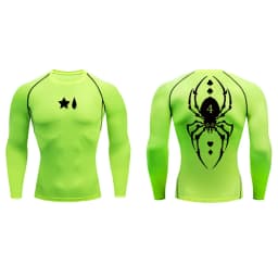 Spider Print Compression Shirt for Men Sporty Quick Dry Long Sleeve Tees Tshirt Tops Gym Workout Fitness Undershirts Baselayers