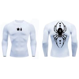 Spider Print Compression Shirt for Men Sporty Quick Dry Long Sleeve Tees Tshirt Tops Gym Workout Fitness Undershirts Baselayers