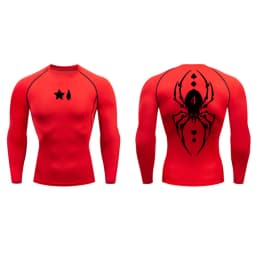 Spider Print Compression Shirt for Men Sporty Quick Dry Long Sleeve Tees Tshirt Tops Gym Workout Fitness Undershirts Baselayers