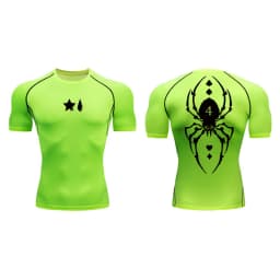 Spider Print Compression Shirt for Men Sporty Quick Dry Long Sleeve Tees Tshirt Tops Gym Workout Fitness Undershirts Baselayers