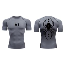 Spider Print Compression Shirt for Men Sporty Quick Dry Long Sleeve Tees Tshirt Tops Gym Workout Fitness Undershirts Baselayers