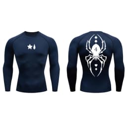Spider Print Compression Shirt for Men Sporty Quick Dry Long Sleeve Tees Tshirt Tops Gym Workout Fitness Undershirts Baselayers
