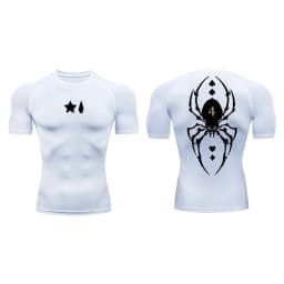 Spider Print Compression Shirt for Men Sporty Quick Dry Long Sleeve Tees Tshirt Tops Gym Workout Fitness Undershirts Baselayers