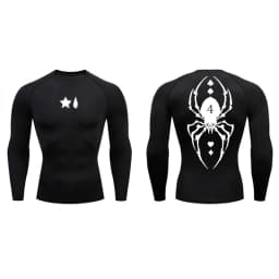 Spider Print Compression Shirt for Men Sporty Quick Dry Long Sleeve Tees Tshirt Tops Gym Workout Fitness Undershirts Baselayers
