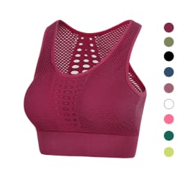 Seamless Mesh Women Sports Bras Fitness Gym Running Underwear Shockproof Bra Wireless Crop Top Breathable Yoga Bras Solid Color