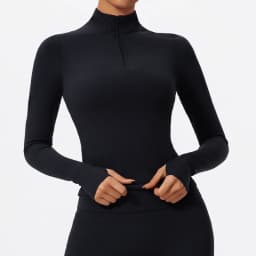 Hearuisavy Summer Half Zipper High Collar Sports Shirts Quick-Dry Yoga Clothing Fitness Long Sleeve Tight Clothes Sportswear Gym