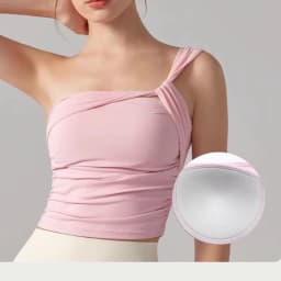 Women's Shock-Absorbing Single Shoulder Sports Bra Fixed Cup Yoga Fitness Vest Top for Running Underwear
