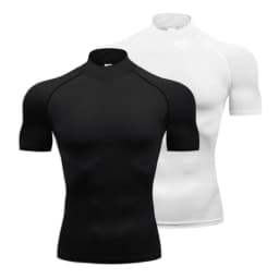 1/2pcs Compression Shirts Mens Summer Running T-shirts Turtleneck Elastic Quick Dry Sport Tees Athletic Gym Short Sleeve T Shirt