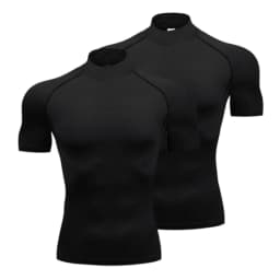 1/2pcs Compression Shirts Mens Summer Running T-shirts Turtleneck Elastic Quick Dry Sport Tees Athletic Gym Short Sleeve T Shirt