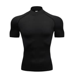 1/2pcs Compression Shirts Mens Summer Running T-shirts Turtleneck Elastic Quick Dry Sport Tees Athletic Gym Short Sleeve T Shirt
