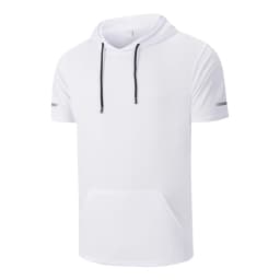 CHRLCK Men's Quick-Dry Running T-Shirt Outdoor Sports Streetwear Hoodie Shirts Summer Gym Jogging Short Sleeve Boys
