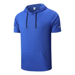 CHRLCK Men's Quick-Dry Running T-Shirt Outdoor Sports Streetwear Hoodie Shirts Summer Gym Jogging Short Sleeve Boys
