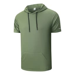 CHRLCK Men's Quick-Dry Running T-Shirt Outdoor Sports Streetwear Hoodie Shirts Summer Gym Jogging Short Sleeve Boys