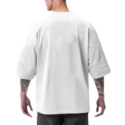 Plain Gym Sports Mens Bodybuilding Oversized Mesh Dropped Shoulders Fitness Workout Sports Half Sleeve T-shirt
