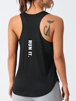 Women's Stitched Letters Quick-Drying Sports Vest, Breathable Net yoga Sportswear, Tennis Uniform Cycling Suit, Daily Wear
