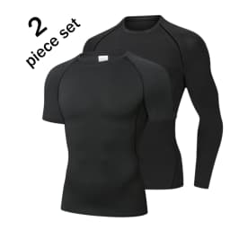 2 Pcs Men Compression Sport T Shirt Short Sleeve Training Fitness Top Tee Man Quick Dry Running Sport T Shirts