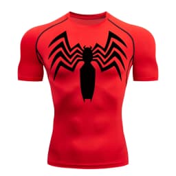 Spider Print Compression Shirts for Men Summer Short Sleeve Rash Guard Gym Workout Running Tshirt Athletic Quick Dry Tees Tops